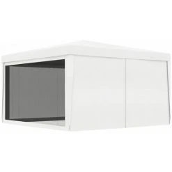 TRUE DEAL Tente De Réception Avec 4 Parois Latérales En Maille 4x4m Blanc