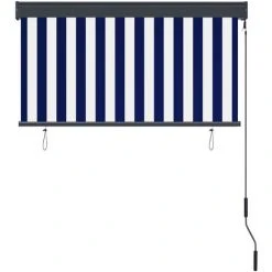 ASUPERMALL Store Roulant D'exterieur 120x250 Cm Bleu Et Blanc -Pergola Soldes 26965312 5