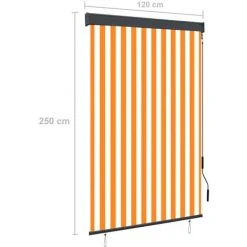 ASUPERMALL Store Roulant D'exterieur 120x250 Cm Blanc Et Orange -Pergola Soldes 26965315 4