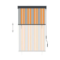 ASUPERMALL Store Roulant D'exterieur 100x250 Cm Jaune Et Bleu -Pergola Soldes 27343441 3