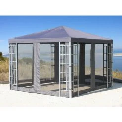 Quick-Star 4 Panneaux Latéraux Avec Moustiquaire 300x195cm Anthracite Pour Gazebo 3x3m -Pergola Soldes 27419903 3