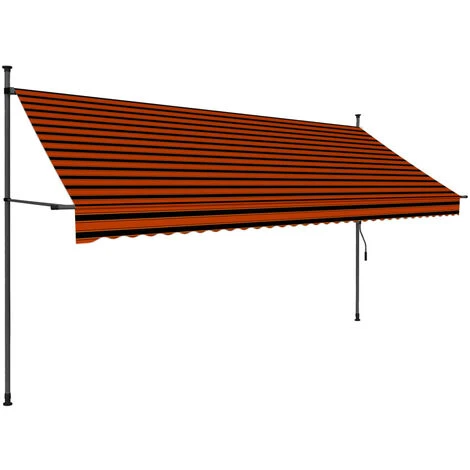LITZEE Auvent Manuel Rétractable Avec LED 250 Cm Orange Et Marron 4 LITZEE Auvent Manuel Rétractable Avec LED 250 Cm Orange Et Marron – Image 2