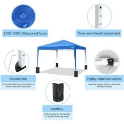 BETTER MAISON Tonnelle Pliante à Angle Droit 3x3M Instantané Imperméable UV Extérieur Hauteur Ajustable Avec Transport Sac Bleu - Bleu -Pergola Soldes 27956093 3