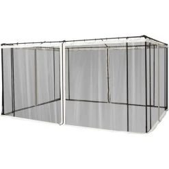Outsunny Moustiquaires Pour Tonnelle Barnum Pavillon De Jardin 3 X 4 M - Lot De 4 Moustiquaires Zippées + Crochets D'attaches - Polyester Nylon - Noir