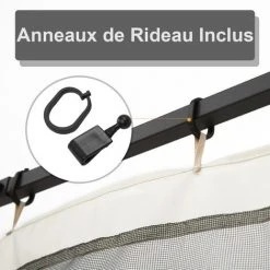 Outsunny Moustiquaires Pour Tonnelle Barnum Pavillon De Jardin 3 X 3 M - Lot De 4 Moustiquaires Zippées + Crochets D'attaches - Polyester Nylon -Pergola Soldes 28256688 5