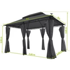 Tonnelle 3x4 2,65 H, Anthracite, Imperméable, Très Stable, 100% Acier Revêtu De PA - Tonnelle De Jardin 3x4 Easiness - Pavillon De Brast -Pergola Soldes 28361070 5