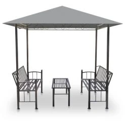 TRUE DEAL Chapiteau De Jardin Avec Table Et Bancs 2,5x1,5x2,4m Anthracite -Pergola Soldes 28558073 3