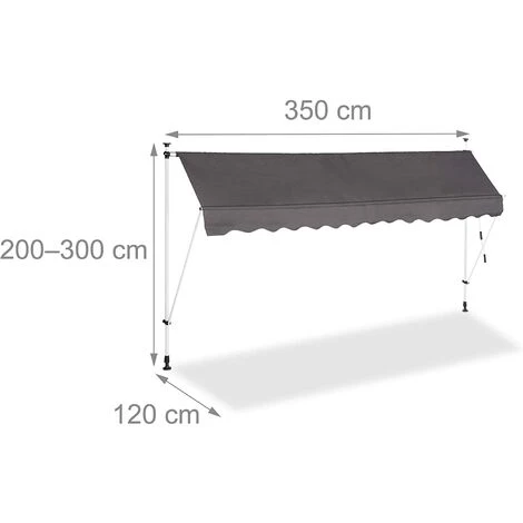 HELLOSHOP26 Store Banne Télescopique De Balcon Manivelle Hauteur Réglable Résistant Uv Polyester Acier 350 X 120 Cm Gris - Gris 3 HELLOSHOP26 Store Banne Télescopique De Balcon Manivelle Hauteur Réglable Résistant Uv Polyester Acier 350 X 120 Cm Gris - Gris