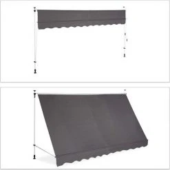 HELLOSHOP26 Store Banne Télescopique De Balcon Manivelle Hauteur Réglable Résistant Uv Polyester Acier 350 X 120 Cm Gris - Gris 8 HELLOSHOP26 Store Banne Télescopique De Balcon Manivelle Hauteur Réglable Résistant Uv Polyester Acier 350 X 120 Cm Gris - Gris -Pergola Soldes 28575969 2