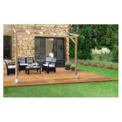 CHALET & JARDIN Toit Terrasse En Bois 3x3 M - Sans Toit Polycarbonate -Pergola Soldes 28589122 5