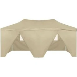 TRUE DEAL Tente De Réception Pliable Avec 4 Parois 3x6 M Acier Crème -Pergola Soldes 28677750 4