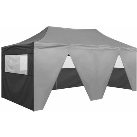 TRUE DEAL Tente De Réception Pliable Avec 4 Parois 3x6 M Acier Anthracite 3 TRUE DEAL Tente De Réception Pliable Avec 4 Parois 3x6 M Acier Anthracite