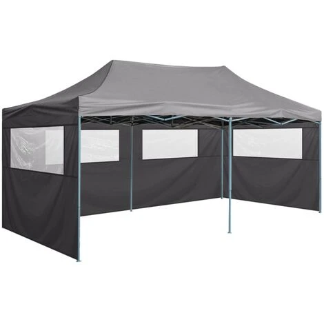 TRUE DEAL Tente De Réception Pliable Avec 4 Parois 3x6 M Acier Anthracite 5 TRUE DEAL Tente De Réception Pliable Avec 4 Parois 3x6 M Acier Anthracite – Image 3