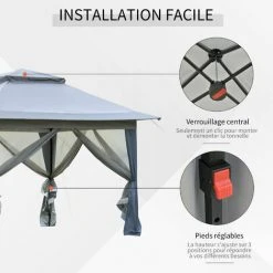 Outsunny Tonnelle Barnum De Jardin Pop-up Pliant 3,64L X 3,64l X 2,94H M Acier Polyester Moustiquaires + Sac De Transport à Roulettes Gris - Gris 11 Outsunny Tonnelle Barnum De Jardin Pop-up Pliant 3,64L X 3,64l X 2,94H M Acier Polyester Moustiquaires + Sac De Transport à Roulettes Gris - Gris -Pergola Soldes 28727871 5