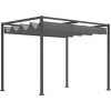 Outsunny Pergola Rétractable 2,98L X 2,13l X 2,22H M Structure Métal époxy Anticorrosion Toile Polyester Haute Densité 180 G/m² Incluse Gris - Gris