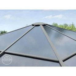 INTENT24.FR Tonnelle De Jardin 3x3 M Structure En Aluminium Toit Polycarbonate épaisseur Env. 8 Mm Pavillon De Jardin Rideaux Non Inclus - Gris -Pergola Soldes 28953694 3