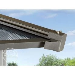 INTENT24.FR Tonnelle De Jardin 3x3 M Structure En Aluminium Toit Polycarbonate épaisseur Env. 8 Mm Pavillon De Jardin Rideaux Non Inclus - Gris -Pergola Soldes 28953694 4