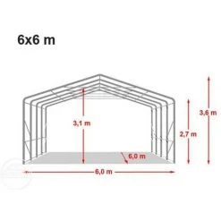 INTENT24.FR Abri Tunnel 6x6 M Bâche En PVC Env. 550g/m² Abri Résistant Aux Intempéries Tente De Stockage Vert Ancrage Pour Sol Meuble - Vert -Pergola Soldes 28953757 5