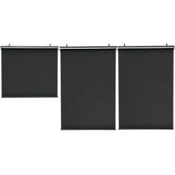 IDMARKET Lot De 3 Stores Enrouleurs Tamisants L.124 X H. 225 CM Pour Pergola Noir - Noir -Pergola Soldes 29109574 4