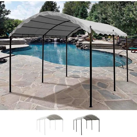 ELIOS PARASOLS Gazebo En Acier Anti-uv 3x4 Pour Abri De Voiture, De Bar Et Jardin Onda | Noir 3 ELIOS PARASOLS Gazebo En Acier Anti-uv 3x4 Pour Abri De Voiture, De Bar Et Jardin Onda | Noir