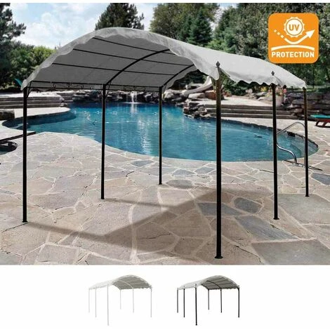 ELIOS PARASOLS Gazebo En Acier Anti-uv 3x4 Pour Abri De Voiture, De Bar Et Jardin Onda | Noir 4 ELIOS PARASOLS Gazebo En Acier Anti-uv 3x4 Pour Abri De Voiture, De Bar Et Jardin Onda | Noir – Image 2