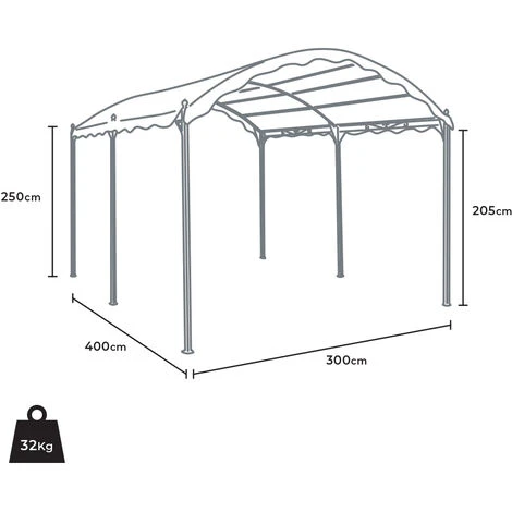 ELIOS PARASOLS Gazebo En Acier Anti-uv 3x4 Pour Abri De Voiture, De Bar Et Jardin Onda | Noir 7 ELIOS PARASOLS Gazebo En Acier Anti-uv 3x4 Pour Abri De Voiture, De Bar Et Jardin Onda | Noir – Image 5
