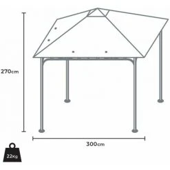 ELIOS PARASOLS Gazebo 3x3 Mètres Pour Jardin En Acier Coupe-vent StylE | Noir -Pergola Soldes 29148827 3