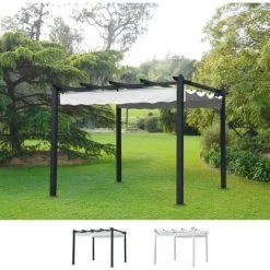 ELIOS PARASOLS Gazebo Carré 3x3 Mètres De Jardin En Aluminium Bar Restaurant Hôtel Firenze | Noir