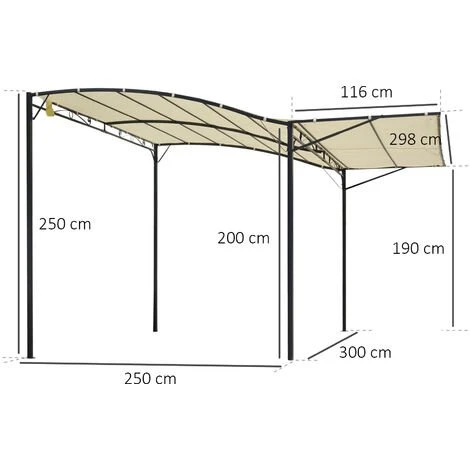 Outsunny Pergola Tonnelle De Jardin Avec Auvent Réglable Métal époxy Polyester Haute Densité Crème - Crème 5 Outsunny Pergola Tonnelle De Jardin Avec Auvent Réglable Métal époxy Polyester Haute Densité Crème - Crème – Image 3
