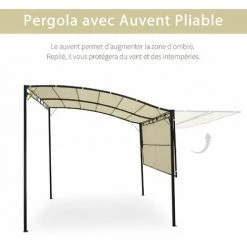 Outsunny Pergola Tonnelle De Jardin Avec Auvent Réglable Métal époxy Polyester Haute Densité Crème - Crème 11 Outsunny Pergola Tonnelle De Jardin Avec Auvent Réglable Métal époxy Polyester Haute Densité Crème - Crème -Pergola Soldes 29167850 5