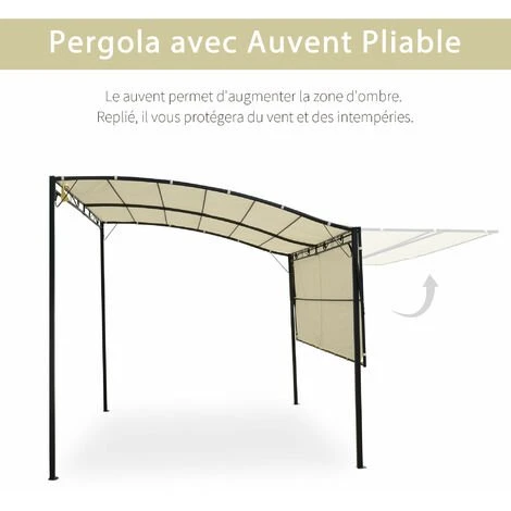 Outsunny Pergola Tonnelle De Jardin Avec Auvent Réglable Métal époxy Polyester Haute Densité Crème - Crème 7 Outsunny Pergola Tonnelle De Jardin Avec Auvent Réglable Métal époxy Polyester Haute Densité Crème - Crème – Image 5