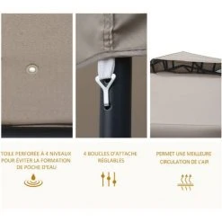 Outsunny Pavillon De Jardin Tonnelle Barnum Style Colonial Double Toit Toiles Moustiquaires Amovibles Zippées Taupe - Taupe 11 Outsunny Pavillon De Jardin Tonnelle Barnum Style Colonial Double Toit Toiles Moustiquaires Amovibles Zippées Taupe - Taupe -Pergola Soldes 29186087 5