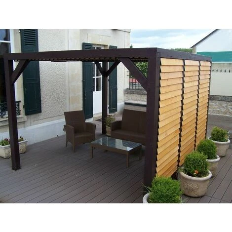 Habrita Auvent VENETO Bois Avec Ventelles Toit/mur - S.h.t. : 12,20 M2 - Dimensions 3,39 M X 3,60 M 4 Habrita Auvent VENETO Bois Avec Ventelles Toit/mur - S.h.t. : 12,20 M2 - Dimensions 3,39 M X 3,60 M – Image 2