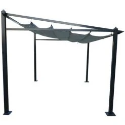 AVRIL PARIS Tonnelle/Pergola Mural En Aluminium 3x4m Toile Coulissante Rétractable - Gris - LISBOA - Gris -Pergola Soldes 29366700 3