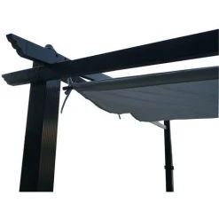 AVRIL PARIS Tonnelle/Pergola Mural En Aluminium 3x4m Toile Coulissante Rétractable - Gris - LISBOA - Gris -Pergola Soldes 29366700 4