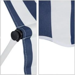 HELLOSHOP26 Store Banne Télescopique De Balcon Manivelle Hauteur Réglable Résistant Uv Polyester Acier 250 X 120 Cm Blanc Et Bleu - Blanc -Pergola Soldes 29419038 3