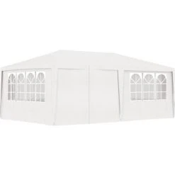 TRUE DEAL Tente De Réception Et Parois Latérales 4x6 M Blanc 90 G/m² -Pergola Soldes 29437858 4