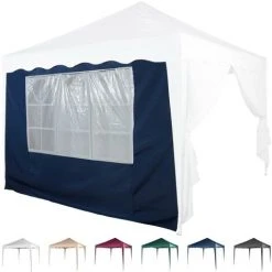 INSTENT® Panneau Latéral BASIC Avec 3 Fenêtres, Sans Fermeture à Glissière, Coloris Au Choix - Couleur : Bleu - Bleu -Pergola Soldes 29547672 4