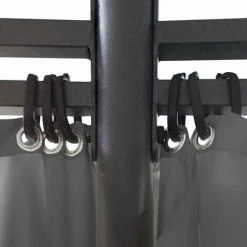 TRUE DEAL Velvédère Avec Rideaux Rond 3,5 X 2,7 M Anthracite -Pergola Soldes 29588649 5