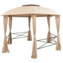 TRUE DEAL Chapiteau Tente De Jardin Avec Rideaux Hexagonal 360 X 265 Cm 8 TRUE DEAL Chapiteau Tente De Jardin Avec Rideaux Hexagonal 360 X 265 Cm -Pergola Soldes 29647867 2