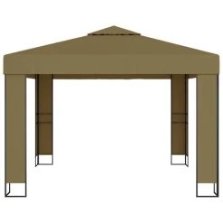ASUPERMALL Belvedere Avec Double Toit 3x3x2,7 M Taupe 180 G/m² -Pergola Soldes 29986682 2