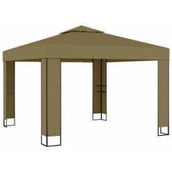 ASUPERMALL Belvedere Avec Double Toit 3x3x2,7 M Taupe 180 G/m² -Pergola Soldes 29986682 3