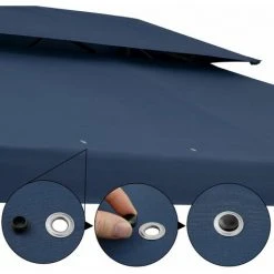 CASARIA Tonnelle De Jardin Elda 3x4 M Tente De Réception Avec Toile Hydrofuge Pavillon Pergola 2,60 M Mobilier Extérieur Bleu -Pergola Soldes 30135240 4