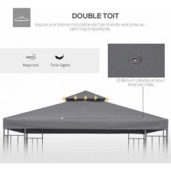 Outsunny Toile De Rechange Pour Pavillon Tonnelle Tente 3 X 3 M Polyester Haute Densité 180 G/m² Gris 10 Outsunny Toile De Rechange Pour Pavillon Tonnelle Tente 3 X 3 M Polyester Haute Densité 180 G/m² Gris -Pergola Soldes 30163890 4