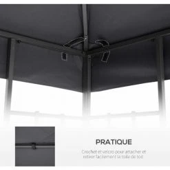 Outsunny Toile De Rechange Pour Pavillon Tonnelle Tente 3 X 3 M Polyester Haute Densité 180 G/m² Gris 11 Outsunny Toile De Rechange Pour Pavillon Tonnelle Tente 3 X 3 M Polyester Haute Densité 180 G/m² Gris -Pergola Soldes 30163890 5