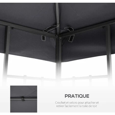 Outsunny Toile De Rechange Pour Pavillon Tonnelle Tente 3 X 3 M Polyester Haute Densité 180 G/m² Gris 7 Outsunny Toile De Rechange Pour Pavillon Tonnelle Tente 3 X 3 M Polyester Haute Densité 180 G/m² Gris – Image 5