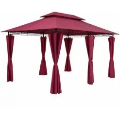CASARIA Tonnelle De Jardin Topas 3x4 M Tente De Réception Avec Toile Hydrofuge Pavillon Pergola Mobilier Extérieur Rouge