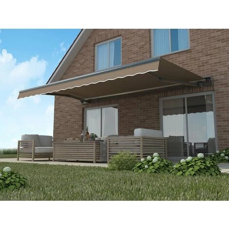 HABITAT ET JARDIN Store Banne Motorisé "Ombra 4" - 3.95 X 3 M - Taupe / Gris 4 HABITAT ET JARDIN Store Banne Motorisé "Ombra 4" - 3.95 X 3 M - Taupe / Gris – Image 2