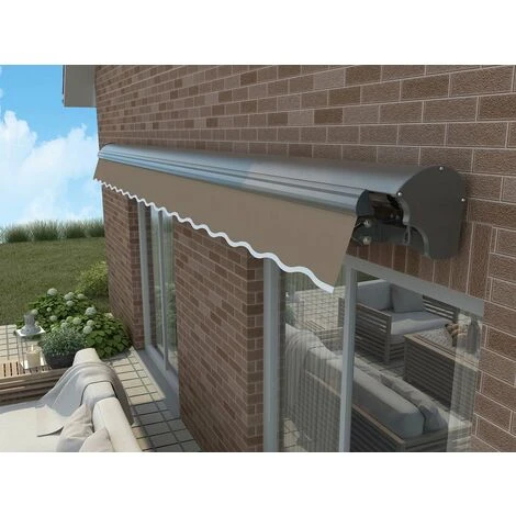 HABITAT ET JARDIN Store Banne Motorisé "Ombra 4" - 3.95 X 3 M - Taupe / Gris 5 HABITAT ET JARDIN Store Banne Motorisé "Ombra 4" - 3.95 X 3 M - Taupe / Gris – Image 3