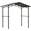 Outsunny Pavillon Jardin - Abri Barbecue - Steakhouse 2 étagères - Toit De Barbecue - Dim. 2,46L X 1,49l X 2,30H M - Alu. Métal Noir Toit Polycarbonate - Noir -Pergola Soldes 30632956 1